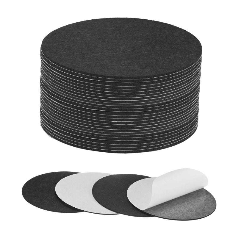 M METERXITY 30-Pack Lamp Base Felt, 5.5 Inch Dia. 2mm Thick Self Adhesive Round Fabric Felt Pads for Lamp/Furniture/DIY, Non-Slip Fiber Backed Patch Circles with Adhesive Backing [Black] - Image 1